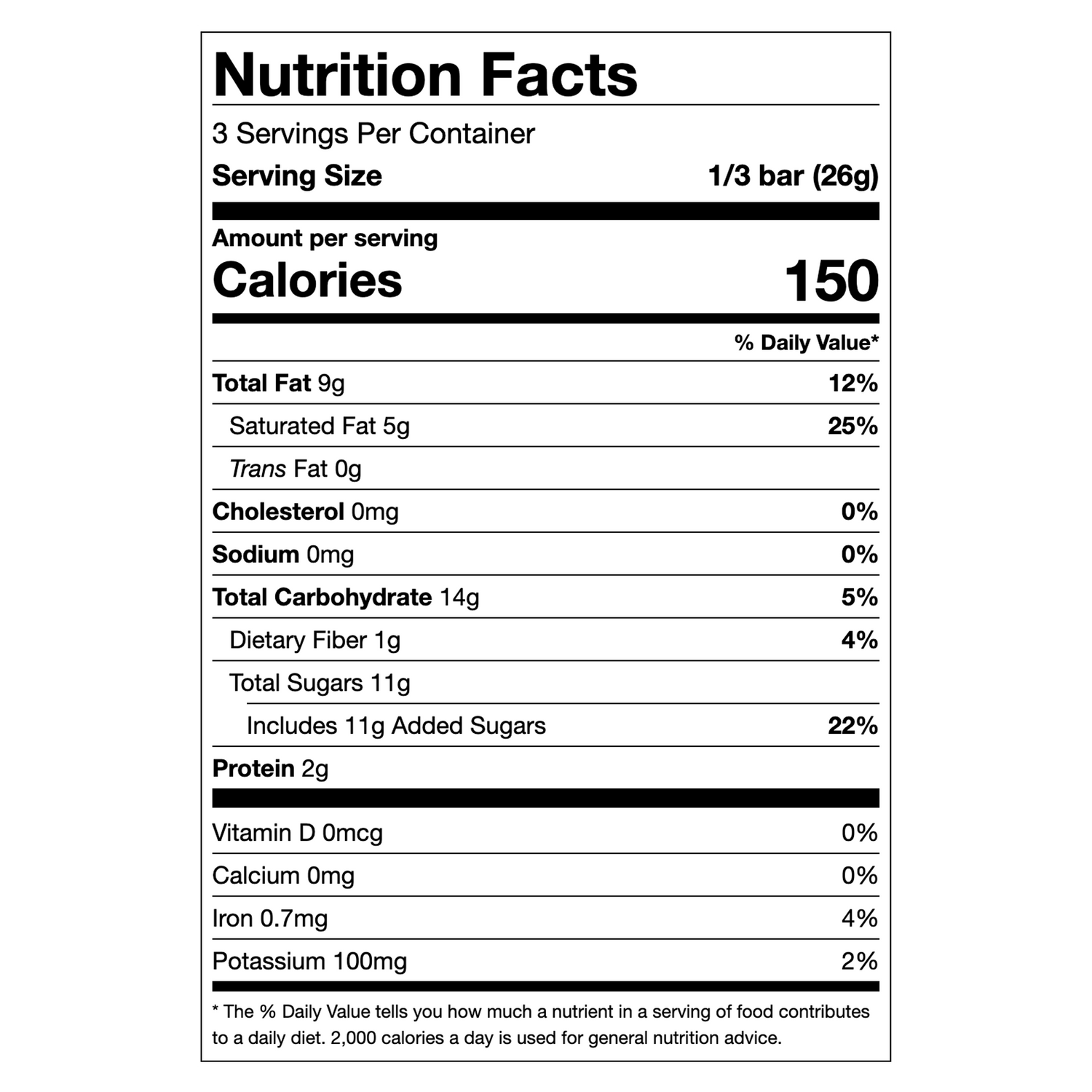Nutrition facts label for Theo Sweet and Spicy 55% Dark Chocolate Bar